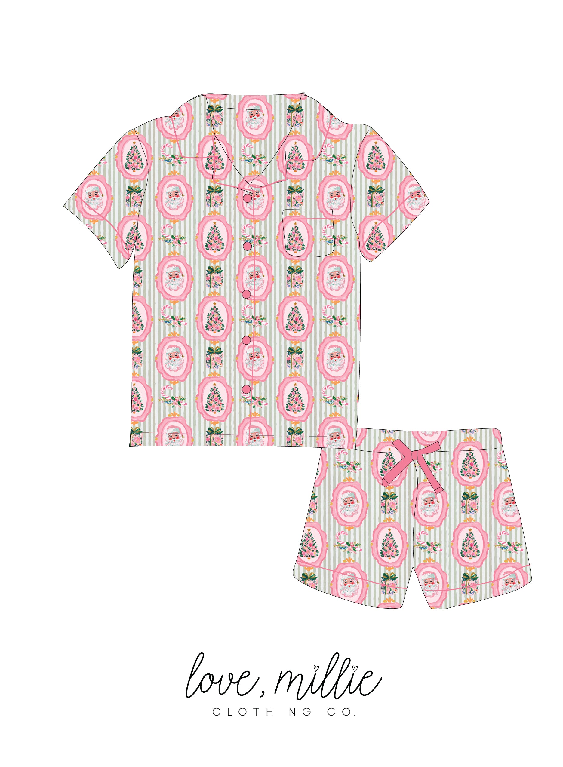 Sugarplum Santa Button Down Lounge Set  *Pre-Order*