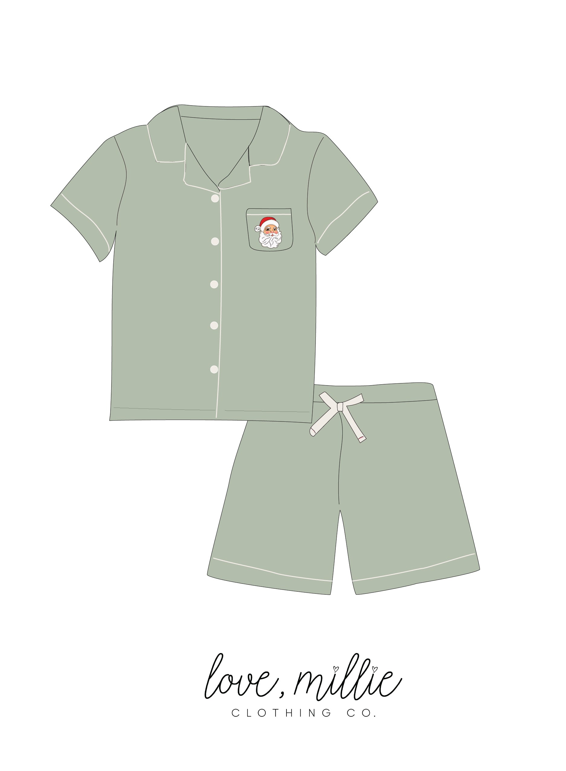 Sage Santa Button Down Lounge Set  *Pre-Order*