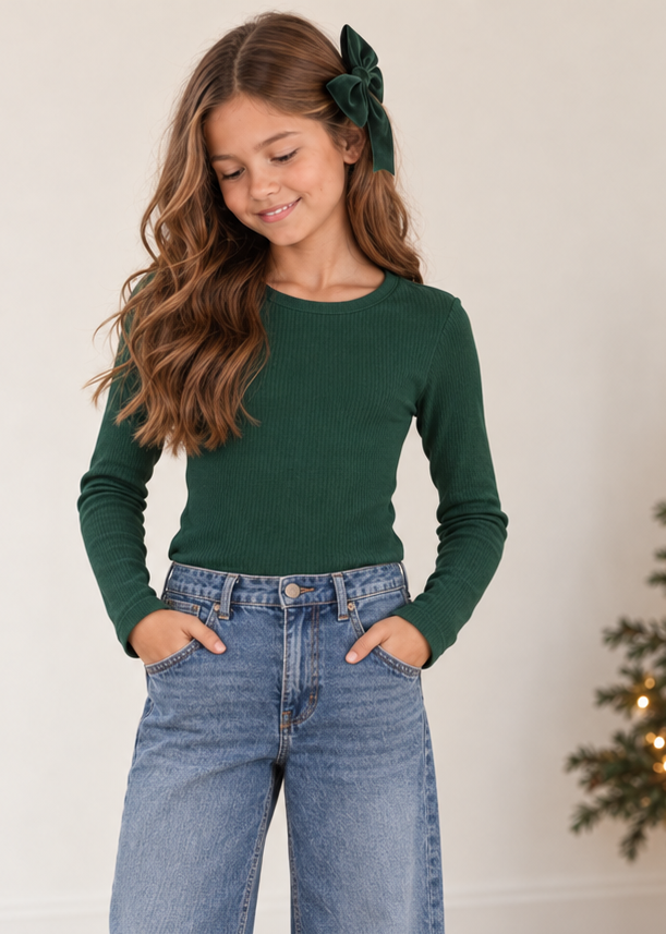 Long Sleeve Ribbed Knit Tee *Pre-Order*