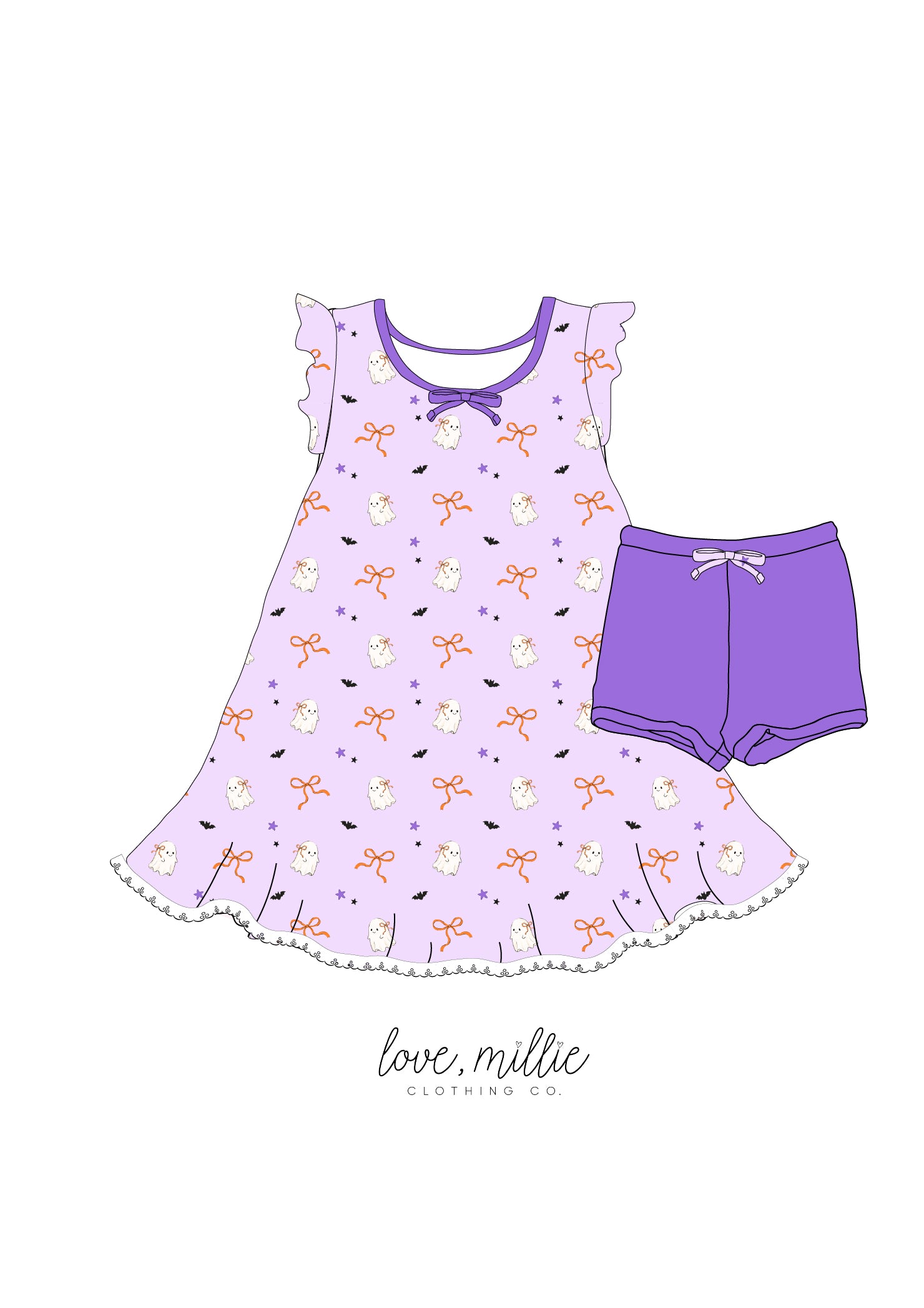 Ghouls & Bows Lounge Dress Set *Pre-Order*