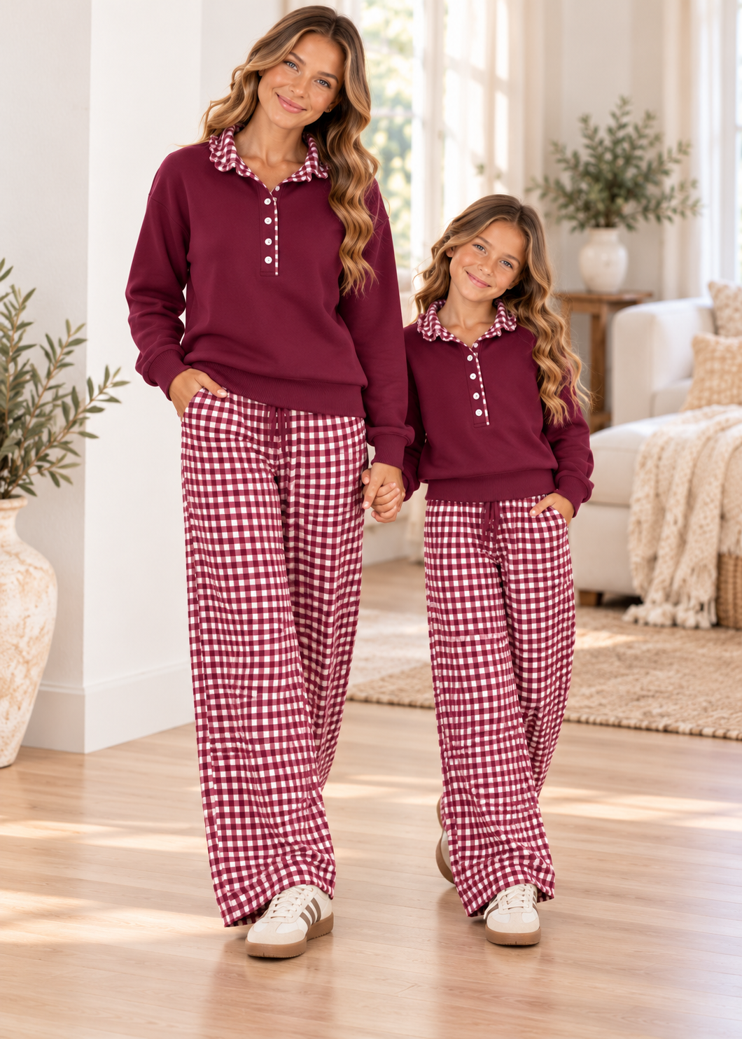 Pullover Gingham Accent Sweatshirt *Pre-Order*