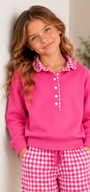 Pullover Gingham Accent Sweatshirt *Pre-Order*
