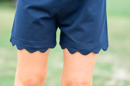 *Pre-Order* Navy Scalloped Shorties