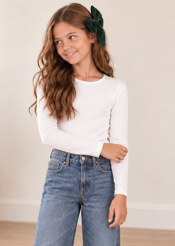 Long Sleeve Ribbed Knit Tee *Pre-Order*