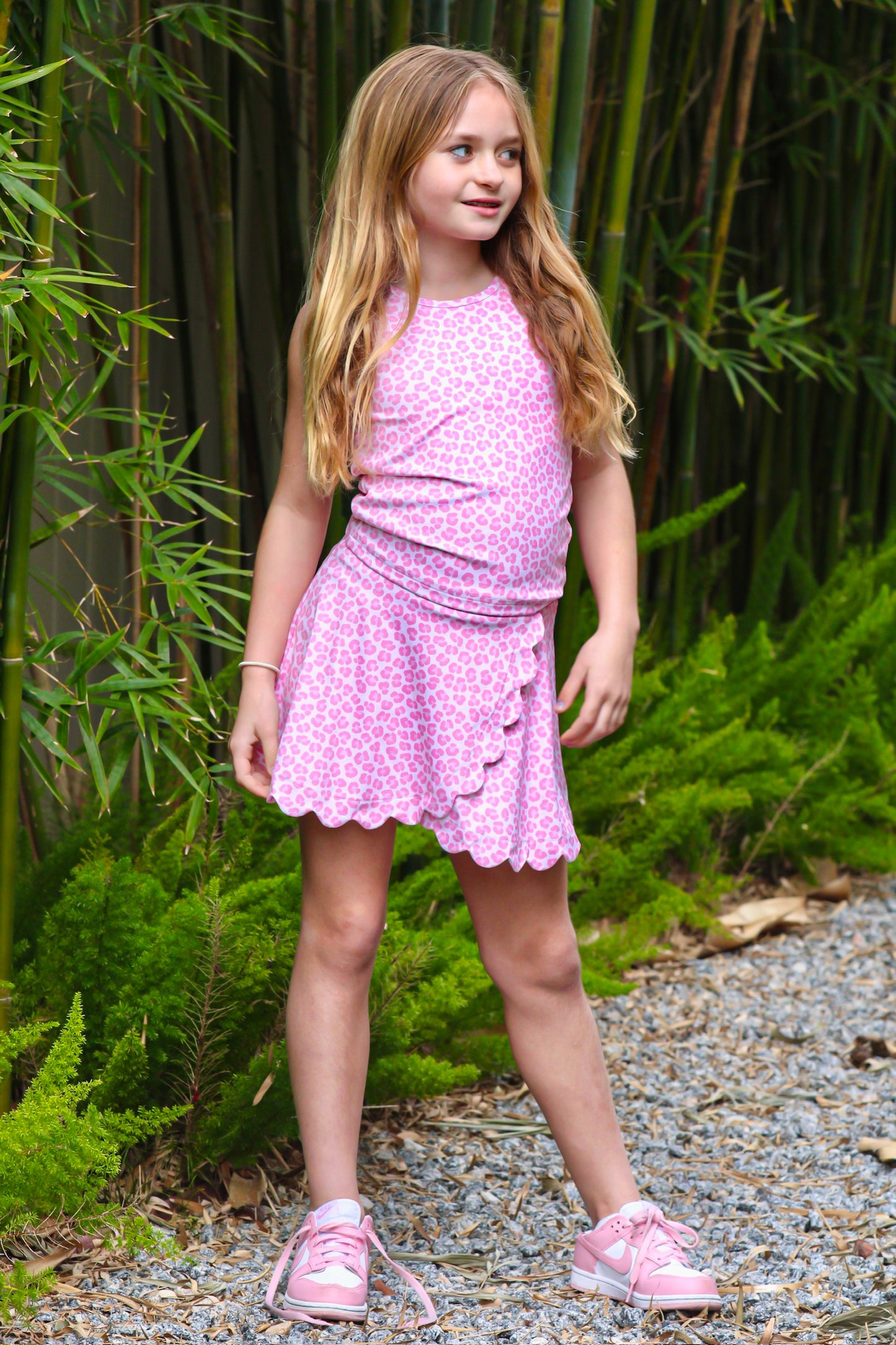 Pink Leopard Luxe Athletic Scalloped Tank *Pre-Order*