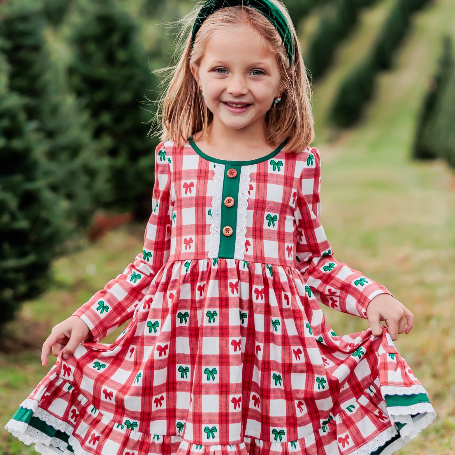 Holiday Tartan  & Bows Annie Dress