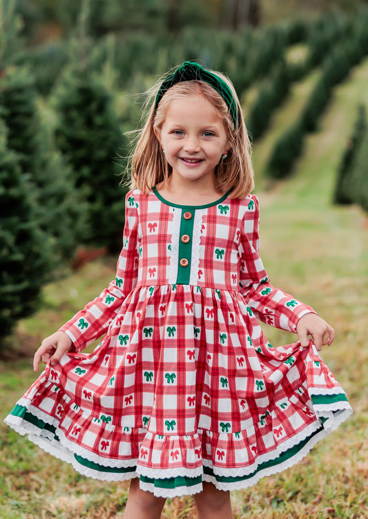 Holiday Tartan  & Bows Annie Dress