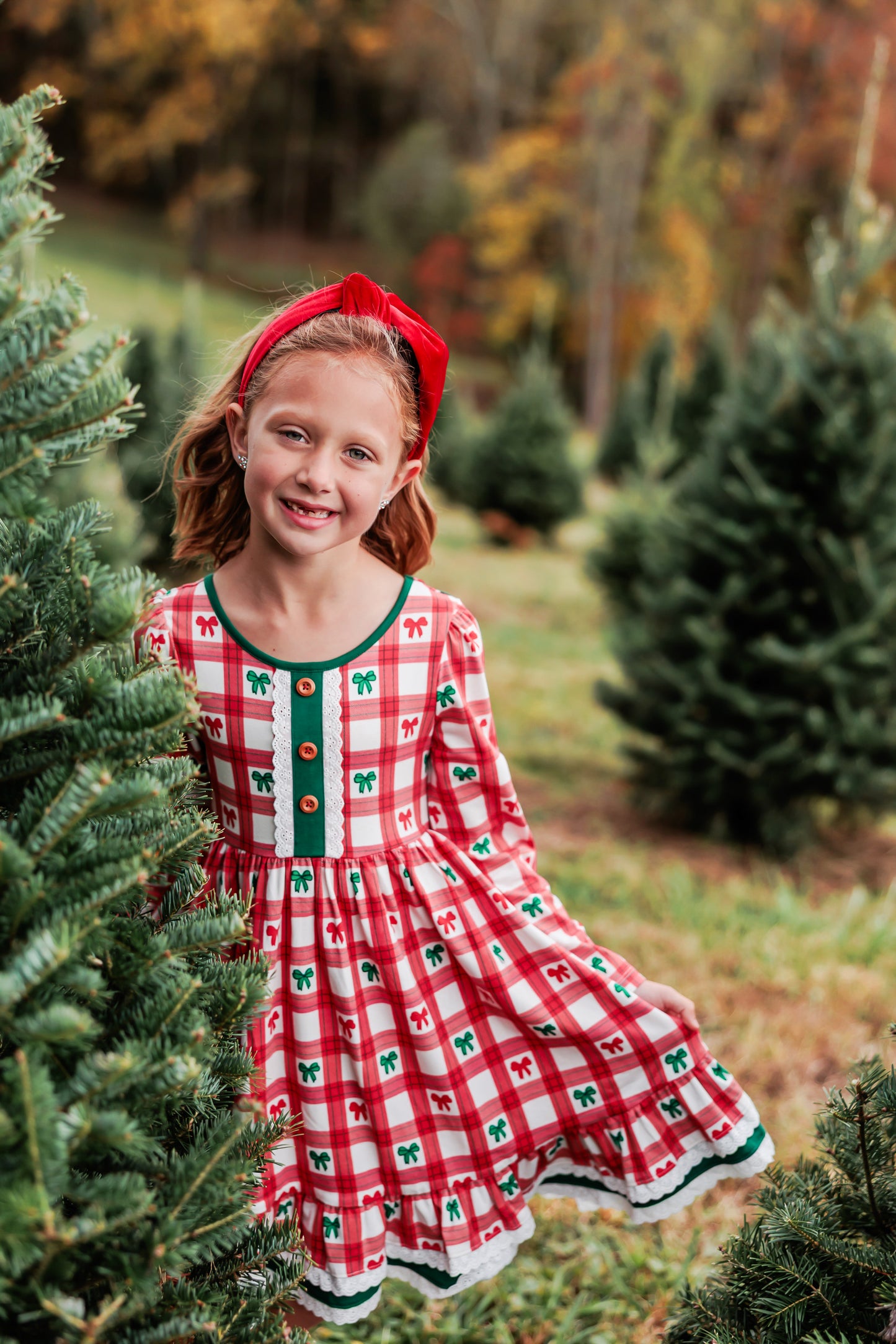 Holiday Tartan  & Bows Annie Dress