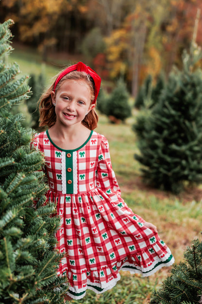 Holiday Tartan  & Bows Annie Dress