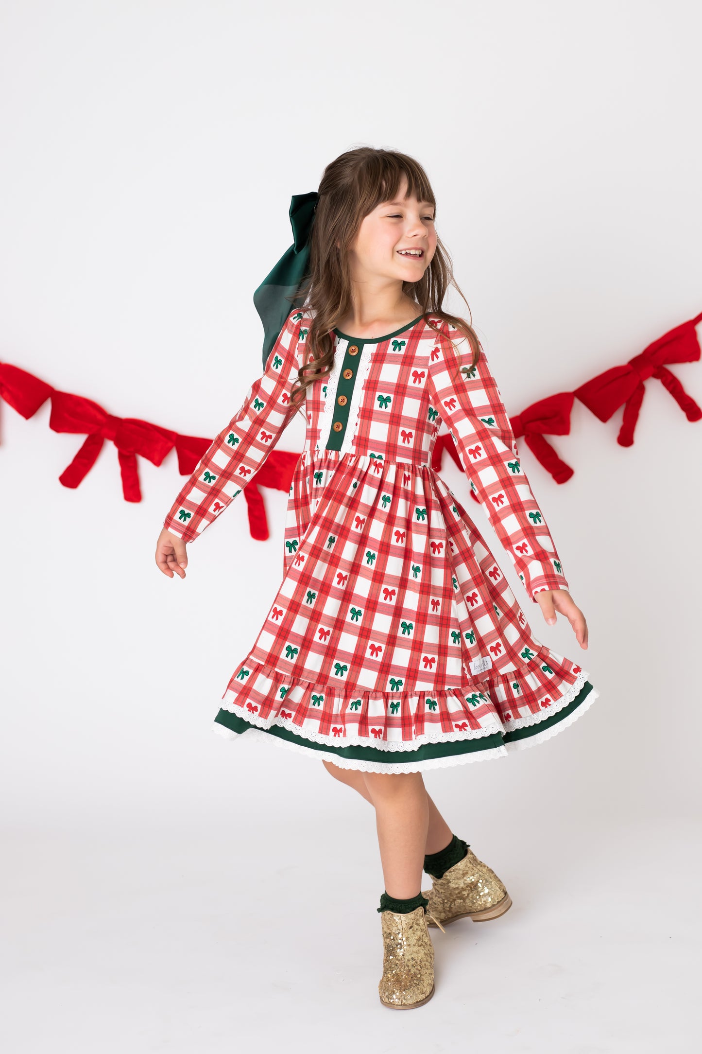 Holiday Tartan  & Bows Annie Dress
