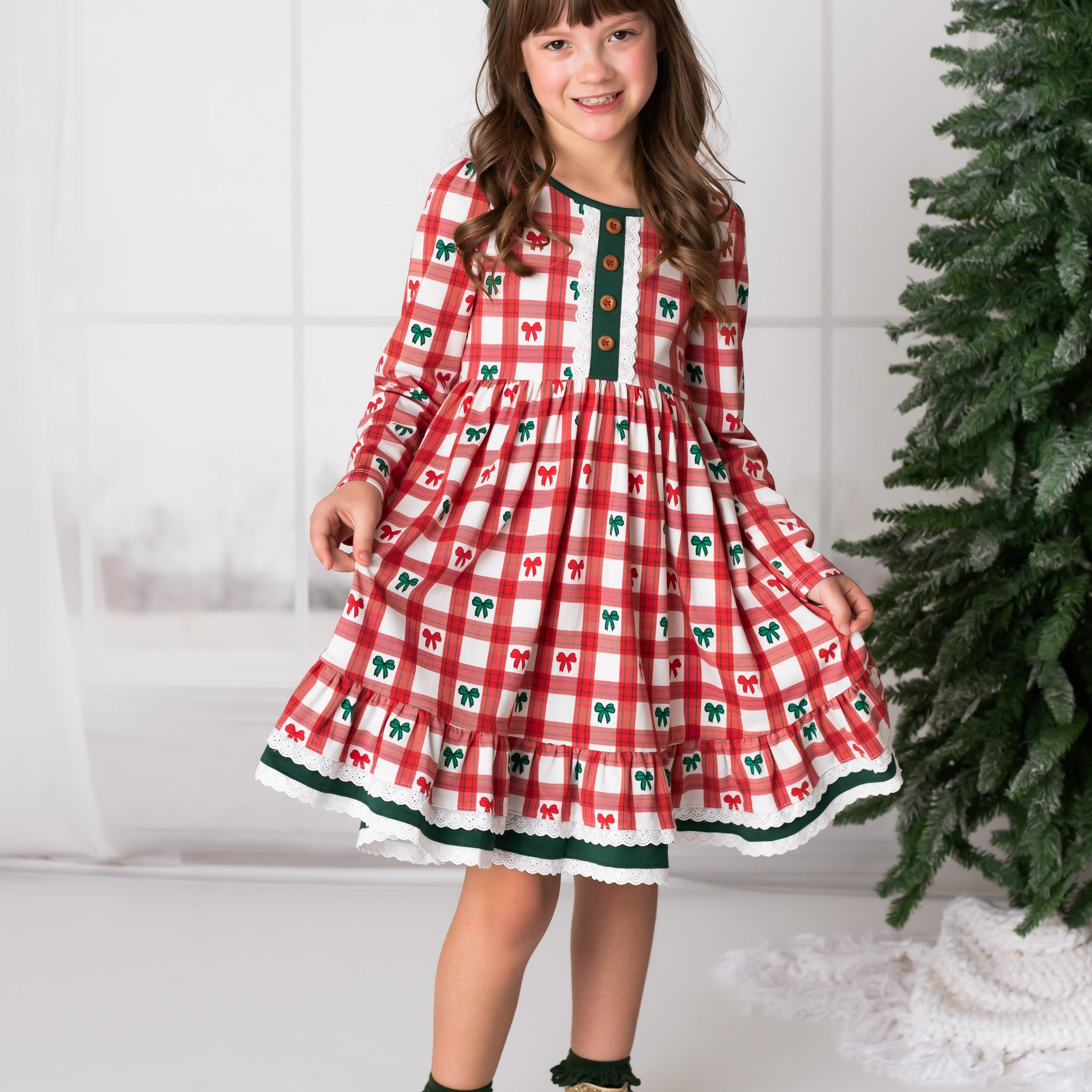 Holiday Tartan  & Bows Annie Dress