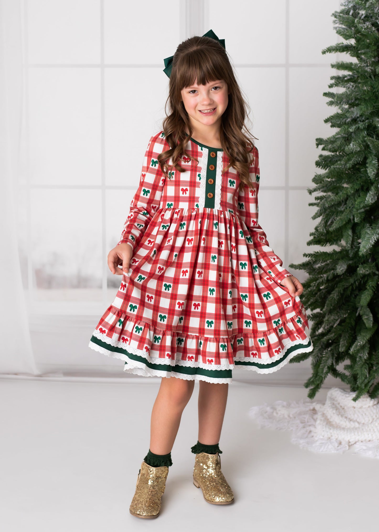 Holiday Tartan  & Bows Annie Dress
