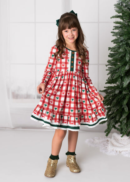 Holiday Tartan  & Bows Annie Dress