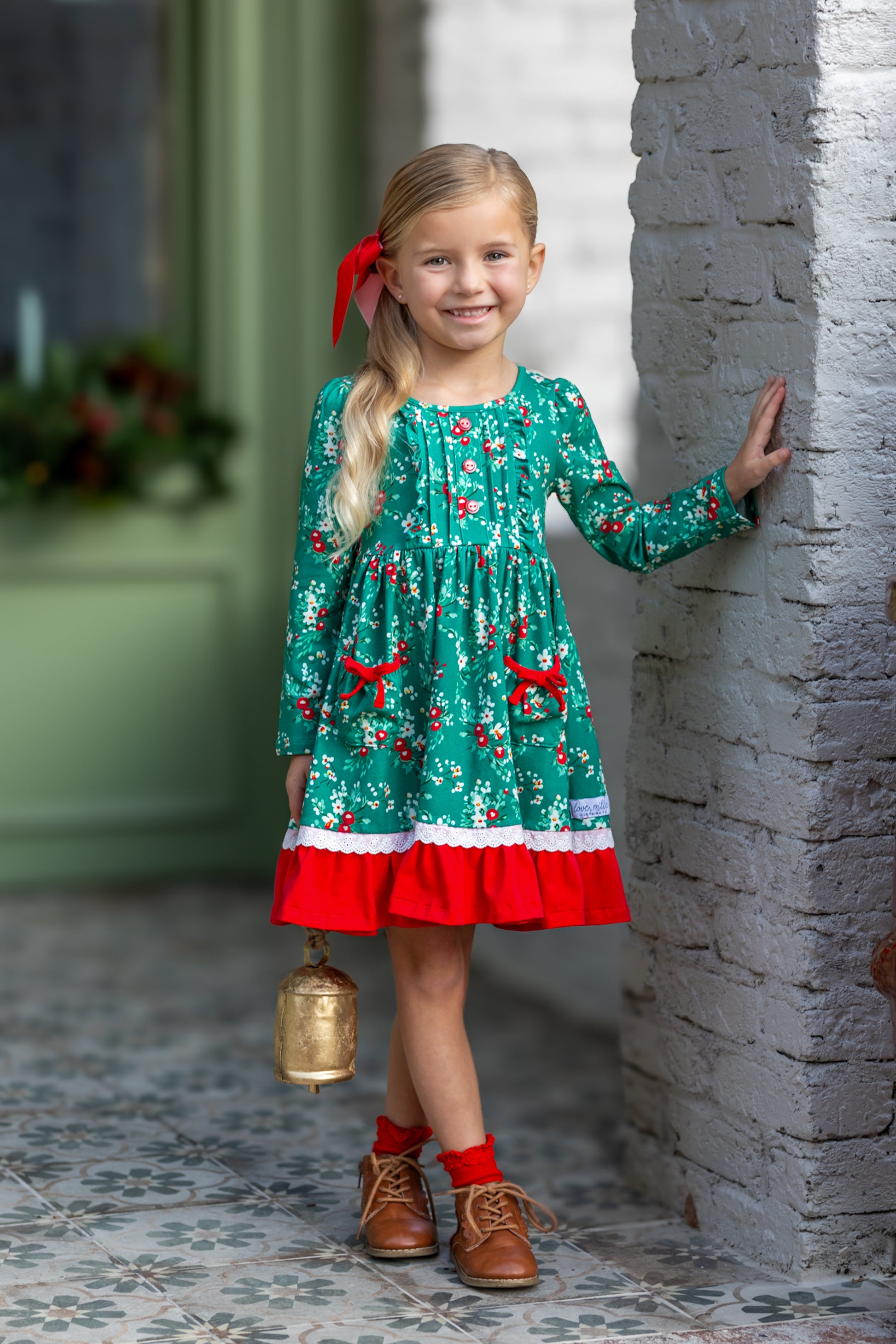 millie loves lily christmas dresses Millie Loves Lily Girls Red Christmas Tree Border Angel Wing Dress & Legging Set Size (4-12)